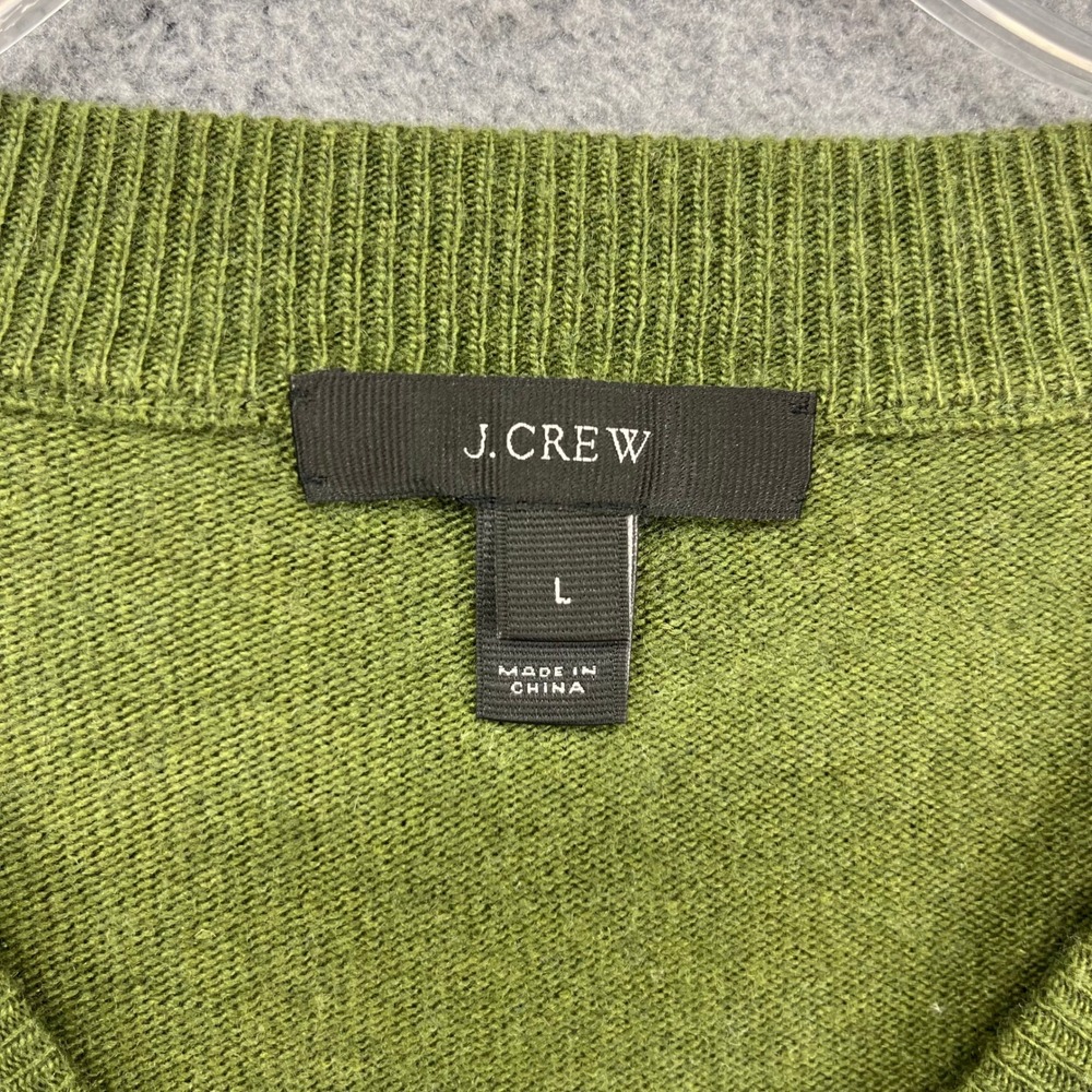 J.Crew Ruffle Sleeve Sweater Womens Large Green Wool Blend Tiered Knit Pullover - Picture 10 of 15